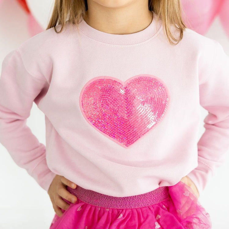 Heart Sequin Patch Valentine's Day Sweatshirt