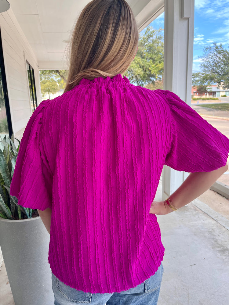 Haven't You Heard Fuchsia Textured Top