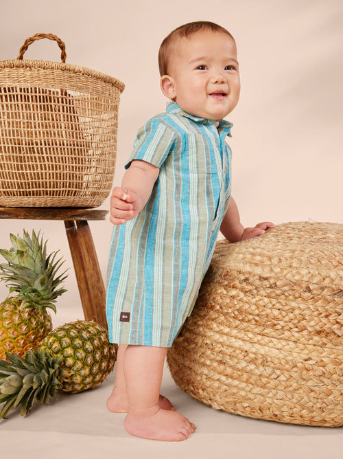 Bay Leaf Buttoned Baby Romper