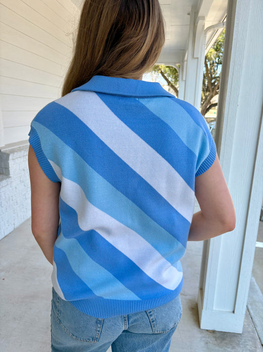 Celia Blue Stripe Sweater