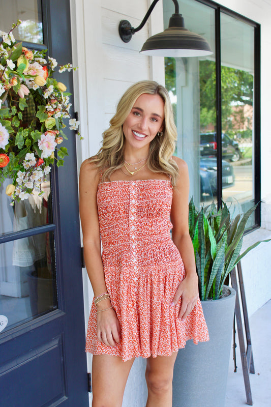 In The Moment Smocked Mini Dress