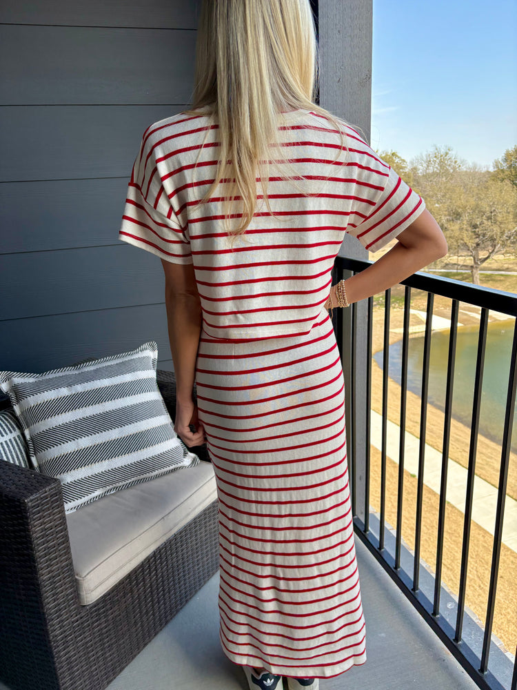 Gabe Red Striped Knit Skirt