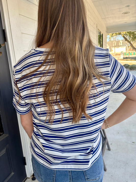 Shyama Navy & White Tee