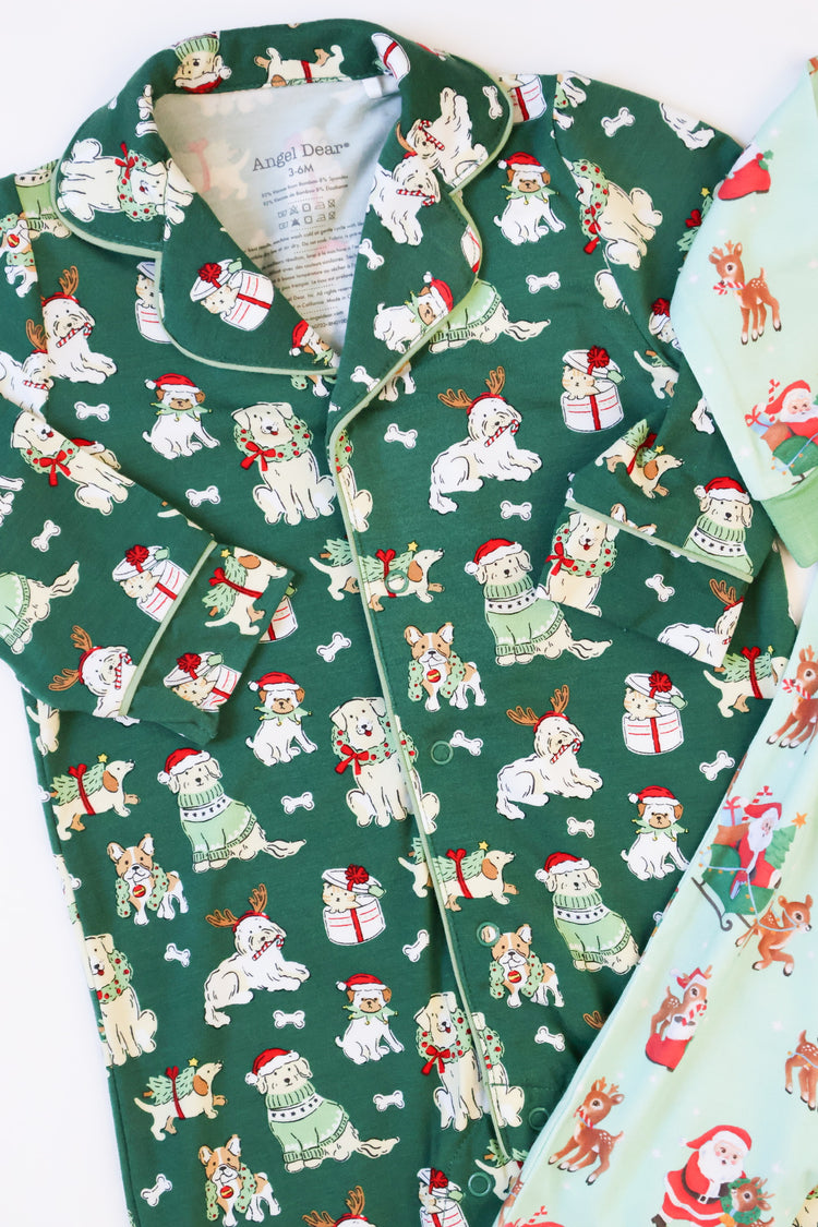 Christmas Dogs Uni-LS Coat Style Romper