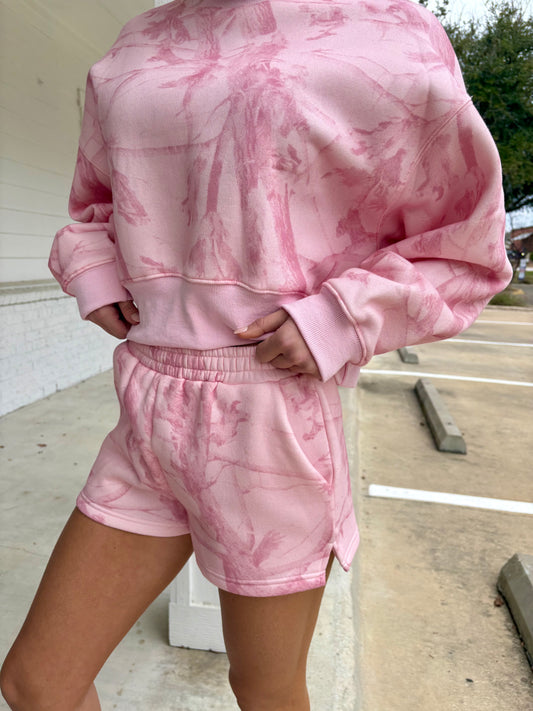 Cozy Darling Pink Camouflage Sweat Short