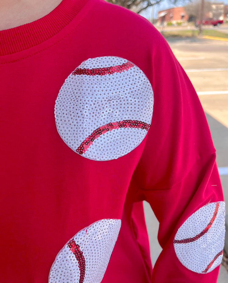 Sequin Baseball Patch Pullover
