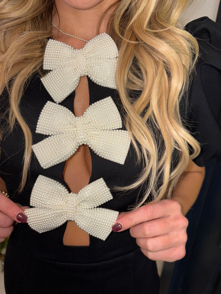 Valentina Pearl Bow Mini Dress