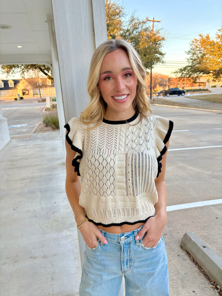 Nikita Cream & Black Sweater Top