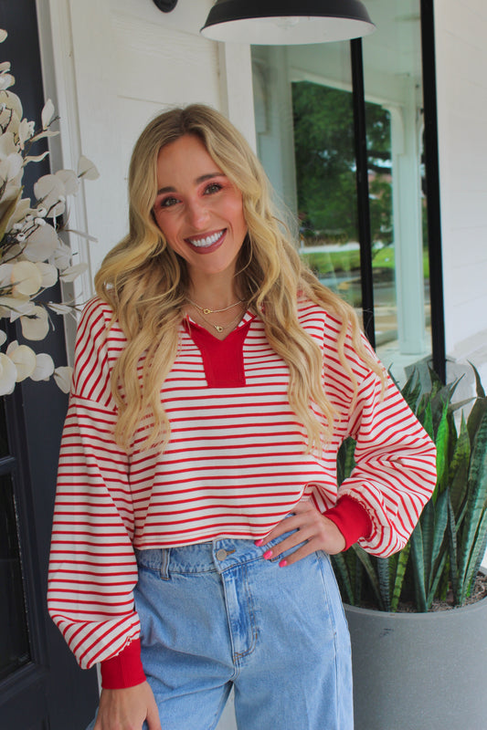 Striped Idea Cherry Red Top