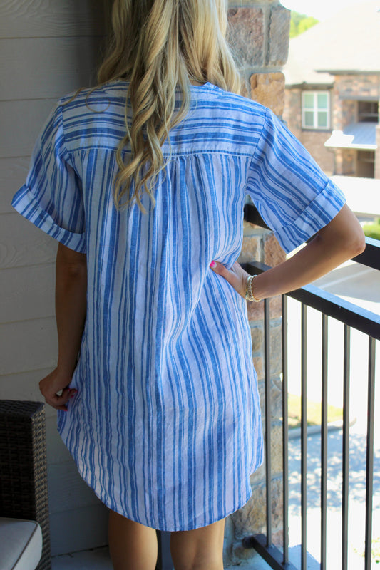 Wilda Blue Stripe Dress
