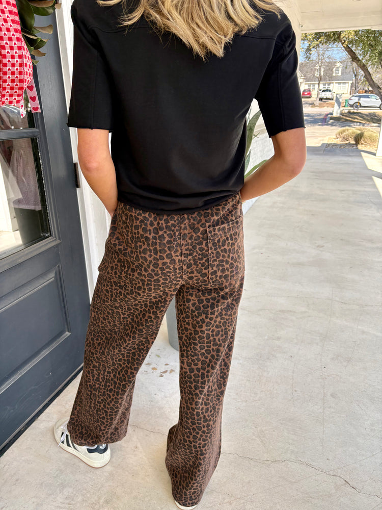 Sassy Statement Leopard Denim Track Pants