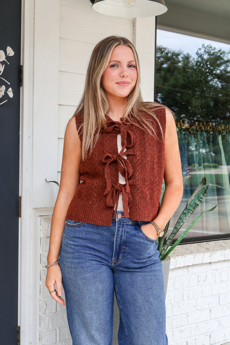 Let's Unwind Bow Tie Sweater Vest