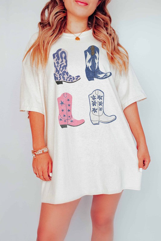 Cowgirl Boots Oversized Graphic Tee
