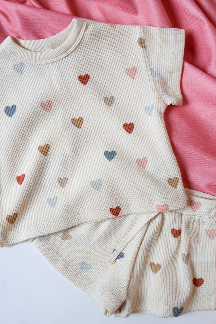 Confetti Hearts Waffle Tee + Short Set