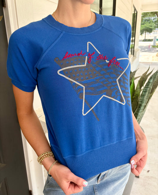 Land Of The Free Short Sleeve Sweatshirt