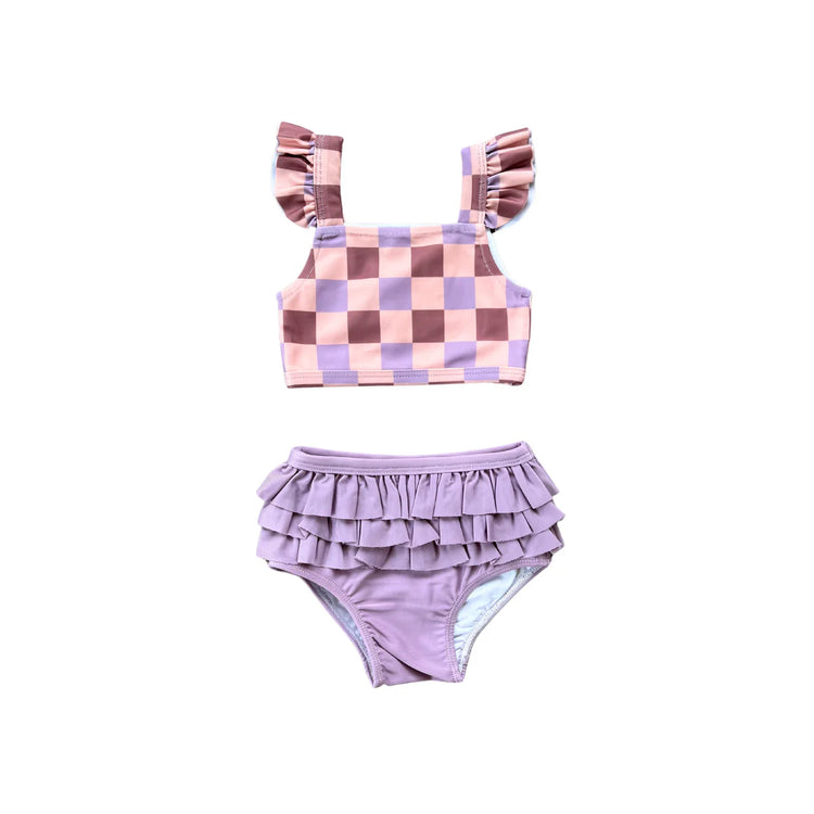 Checker In Burlwood Two-Piece Swimsuit