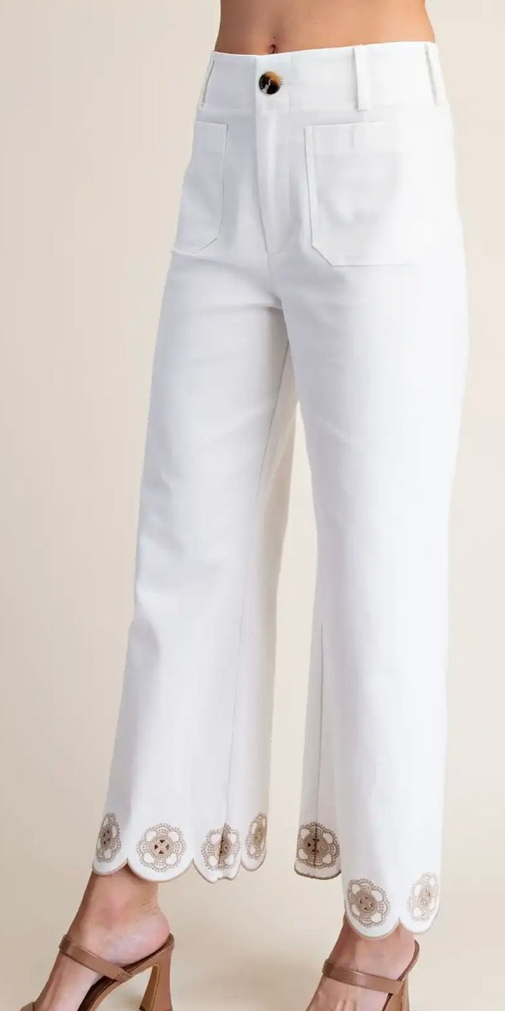 Collette Scallop Hem Wide Leg Pants