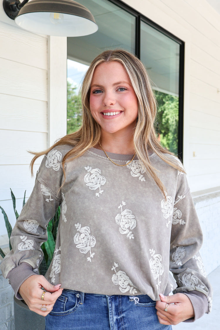 A Reason To Stay Embroidery Sweatshirt