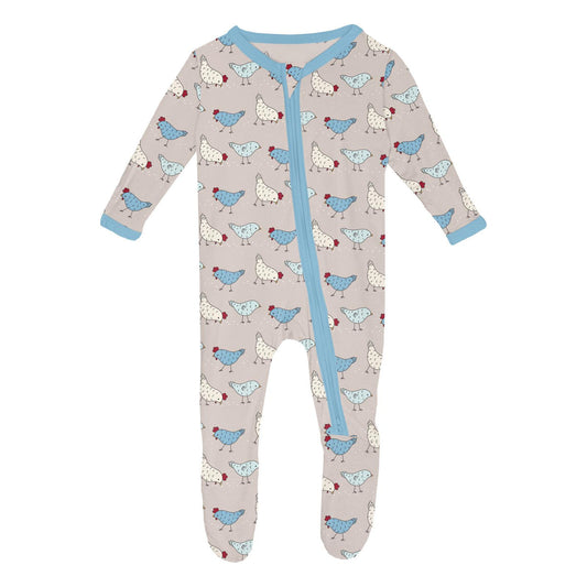 Latte Chickens Footie w/ 2-way Zipper