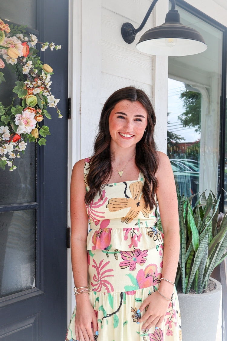Bella Yellow Floral Peplum Top