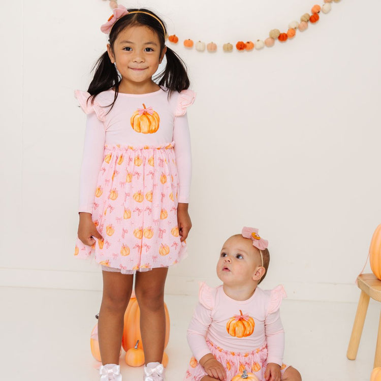 Coquette Pumpkin LS Tutu Bodysuit