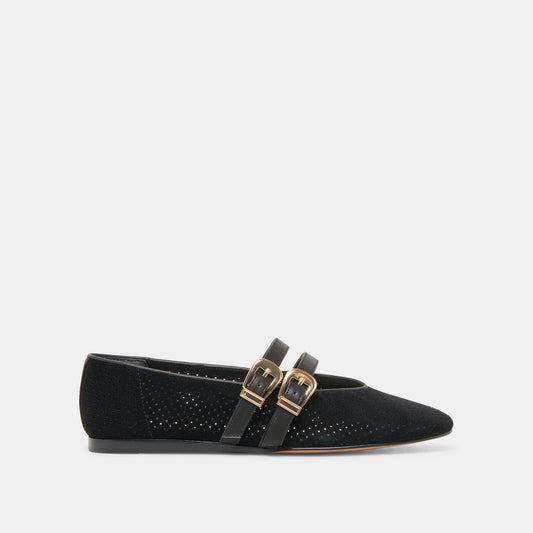 Baylee Grommet Onyx Suede Ballet Flats