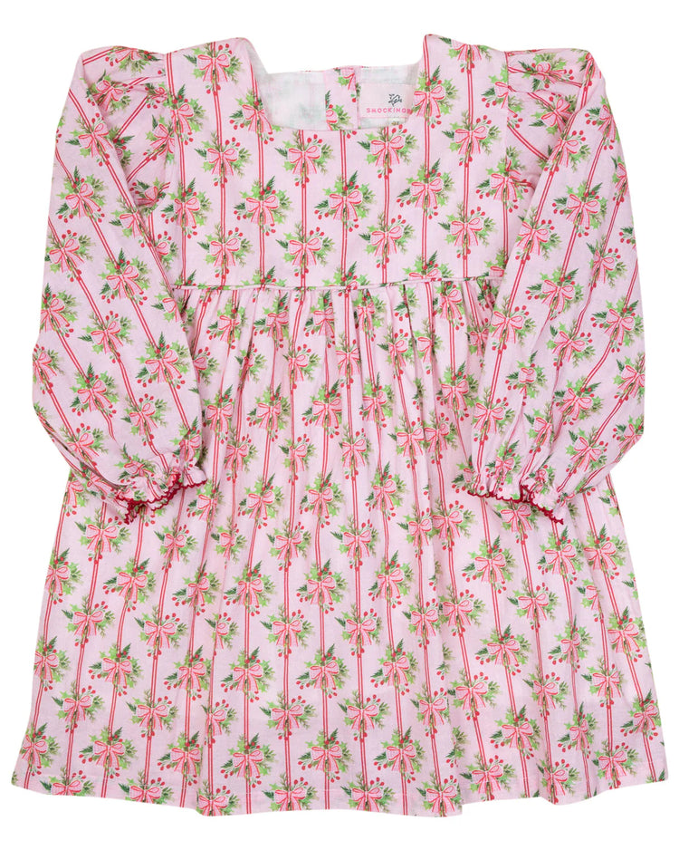 Holiday Bow Striped Dress