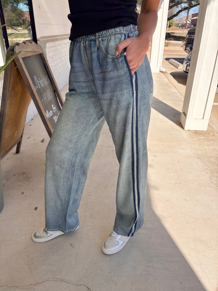 Trendsetter Faux Denim Track Pants