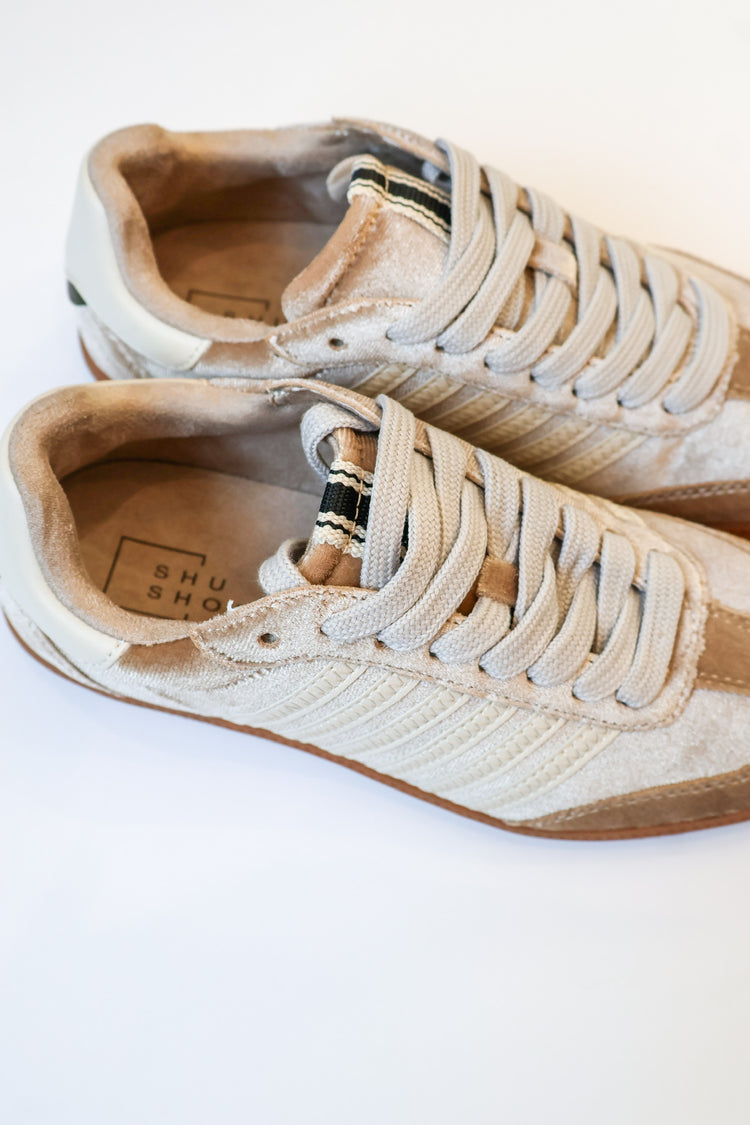 Stevie Taupe Velvet Sneaker