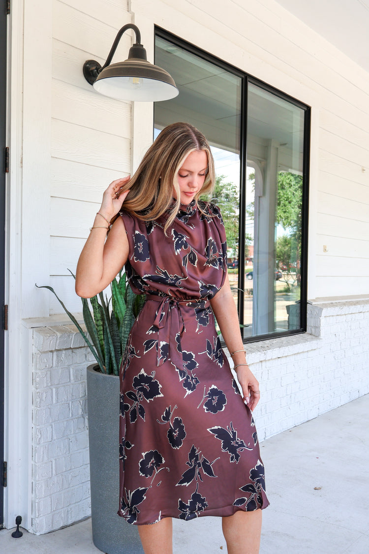 Vino Please Floral Midi Dress