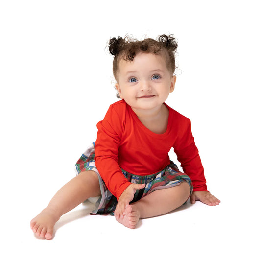 Holiday Plaid LS Tutu Bodysuit