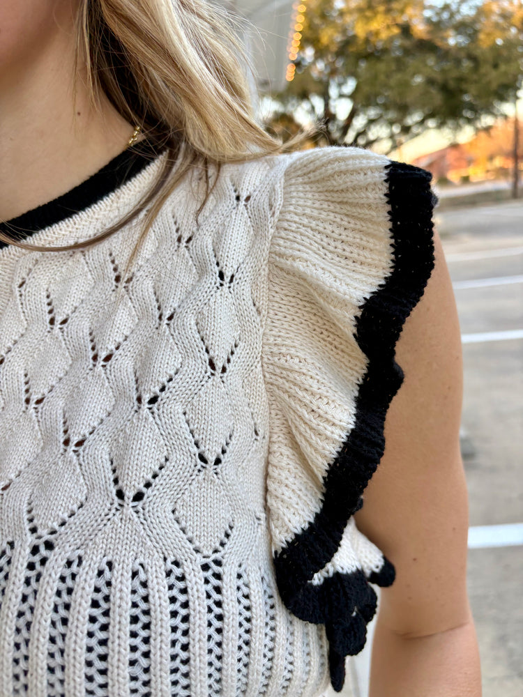 Nikita Cream & Black Sweater Top