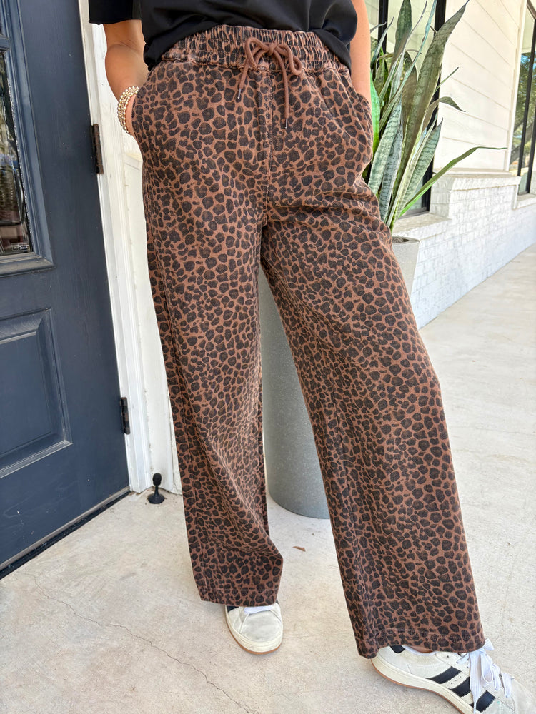 Sassy Statement Leopard Denim Track Pants