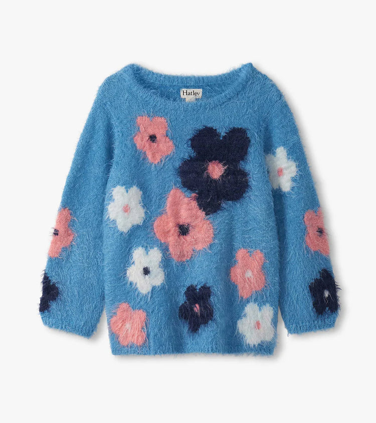 Floral Cluster Furry Sweater