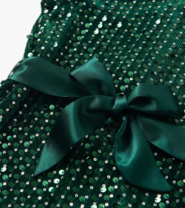 Green Sequins Velvet Dress