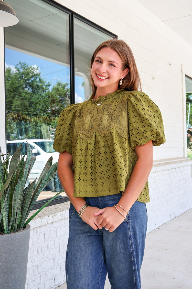 Olive & Ivy Cotton Eyelet Top