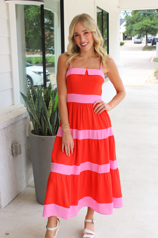 Feelin' The Summer Tiered Midi Dress