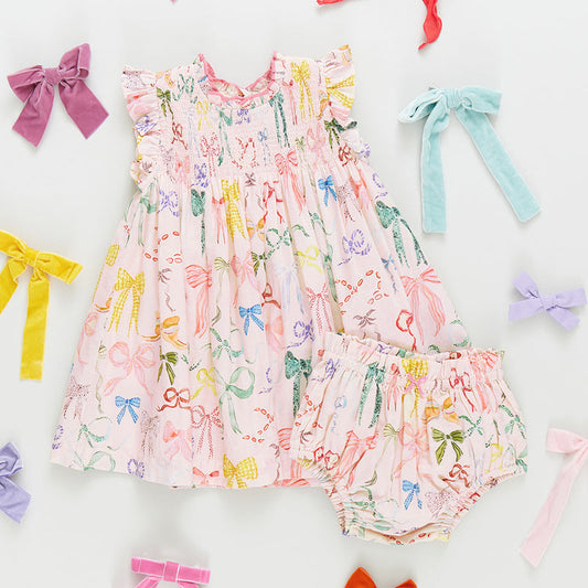 Baby Girls Watercolor Bows Set