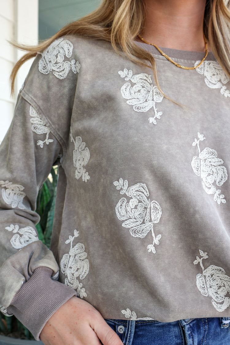 A Reason To Stay Embroidery Sweatshirt