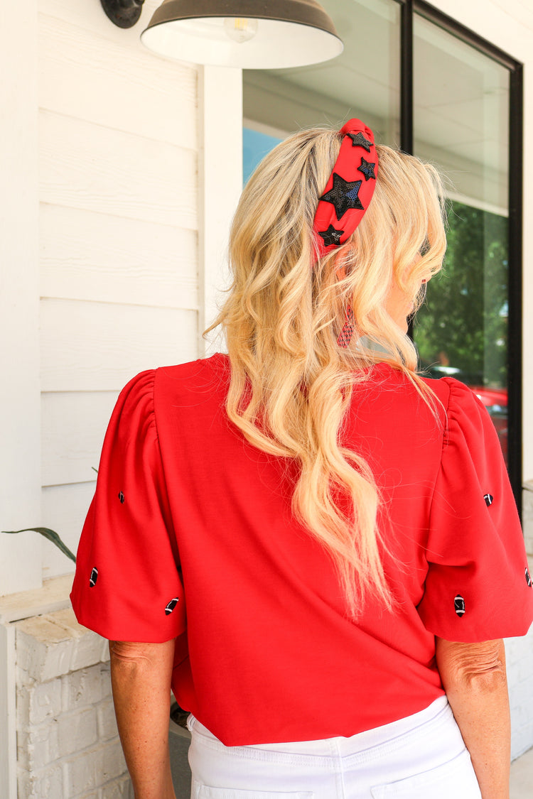 Red/Black Tina Football Top