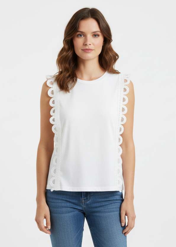 Ryder White Embellished Tank