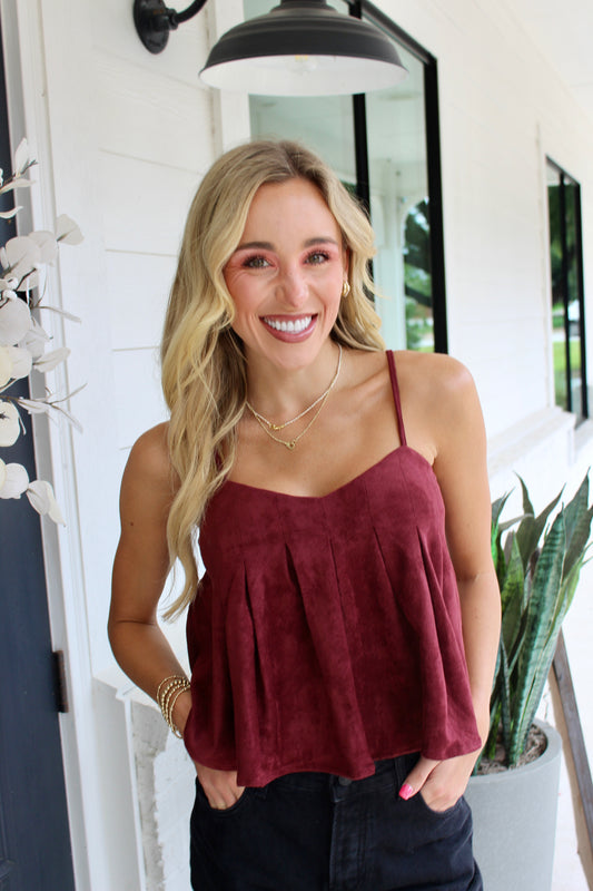 Bordeaux Sippin' Suede Tank Top
