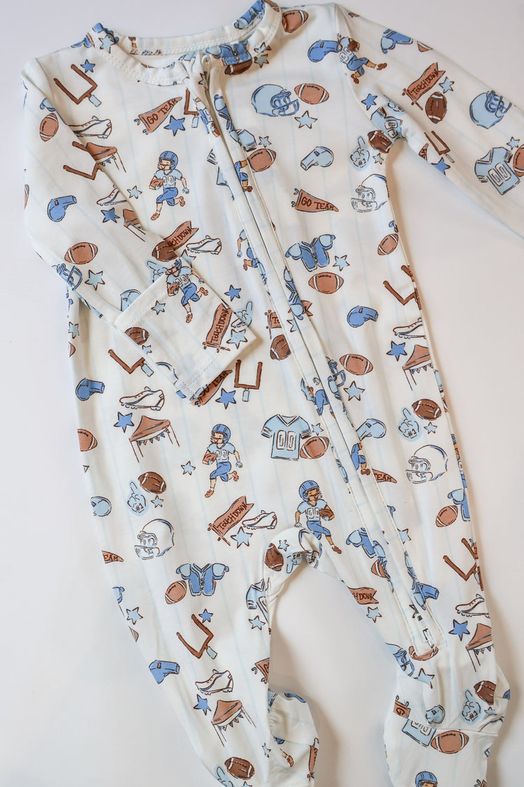 Football Nursery 2 Way Zipper Footie
