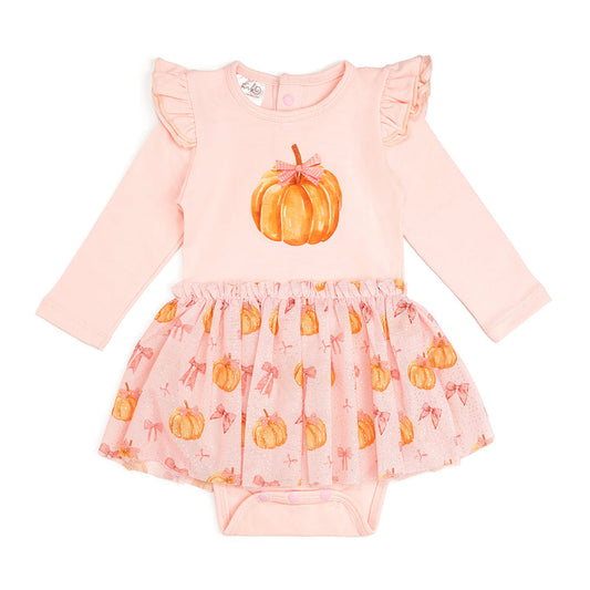 Coquette Pumpkin LS Tutu Bodysuit