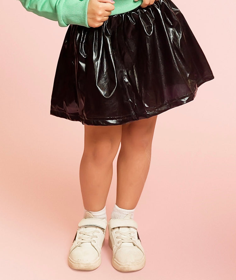 Black Metallic Skort