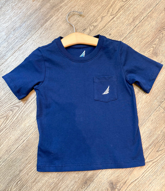 Asher Navy Golf Flag Graphic Pocket Tee