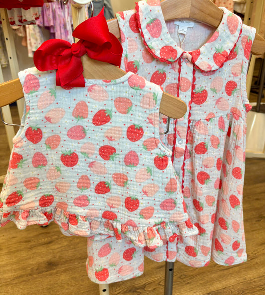 Strawberry Bliss Ruffle Back Top & Bloomer