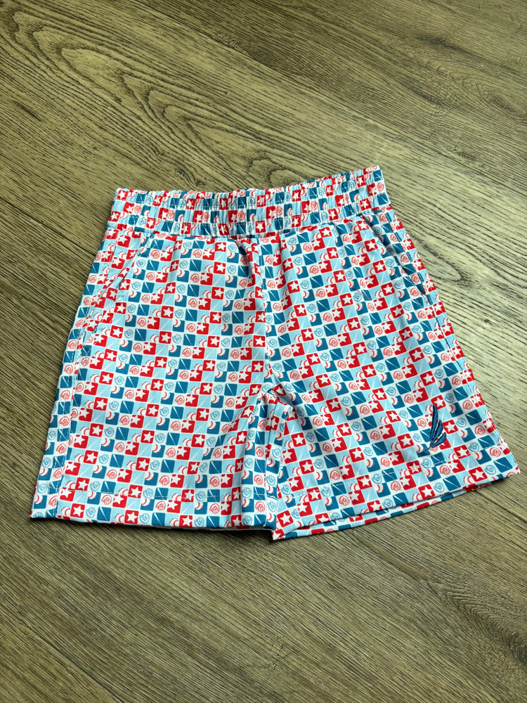 River Performance Baseball Check Print Short