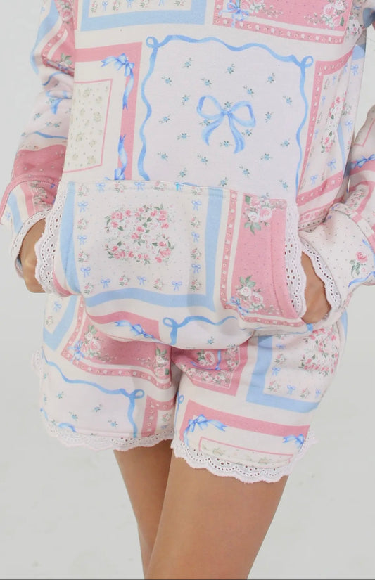 Floral Tile Print Shorts
