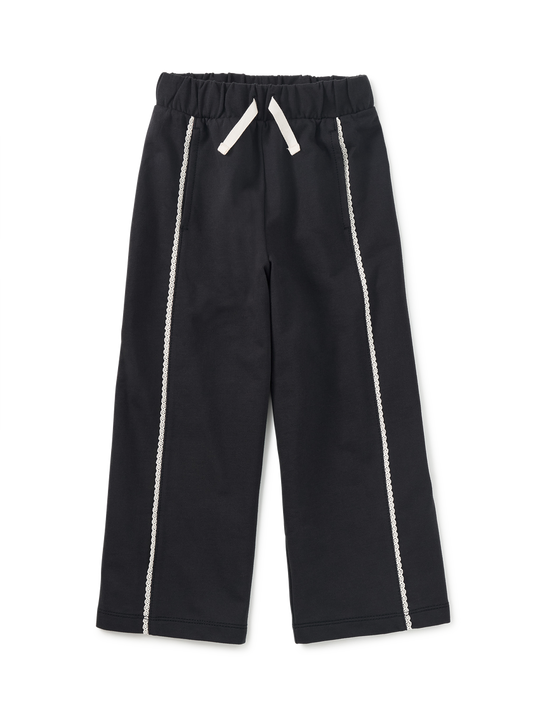 Jet Black Lace Trim Track Pants